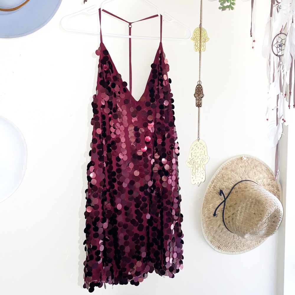Maroon sequin dress